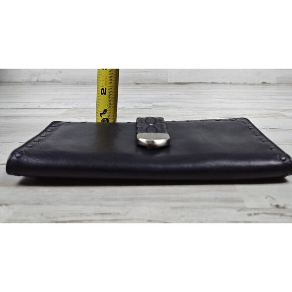 MICHAEL KORS Medium Bifold Flap Black Leather Wallet Palm Beach Continental - Picture 13 of 13